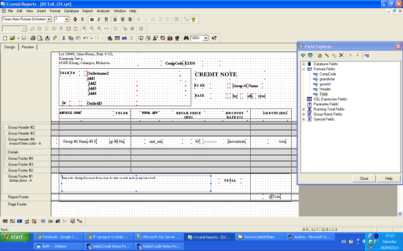 Crystal Reports Version 9